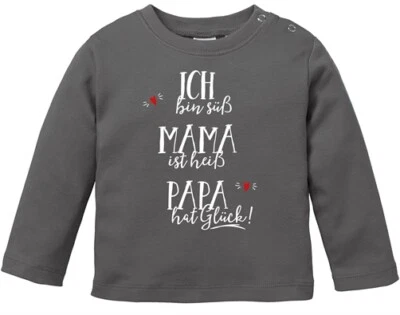 MOONWORKS Maglietta a maniche lunghe bambino sono dolce, mamma è calda, papà è fortunato ragazzi