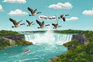 Canada Geese Flying North sign - art print 16"x20" - Picture 1 of 1