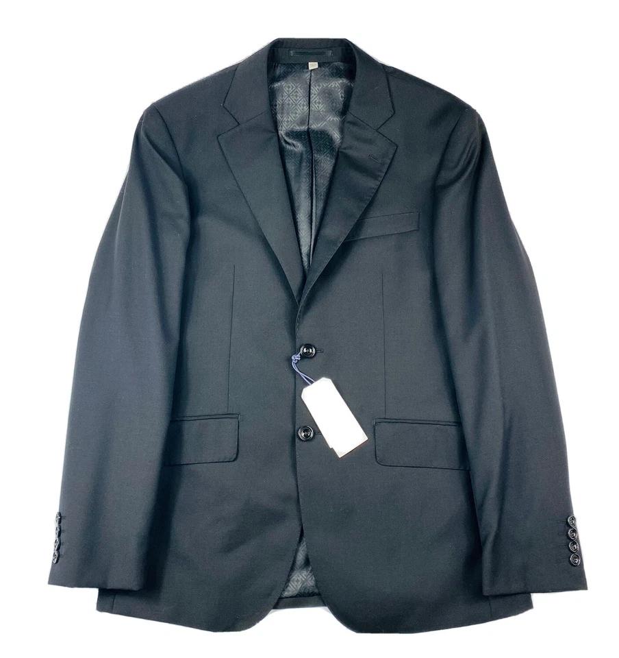 Blazer masculino Hardy Amies preto lã pura ajuste Brinsley 38R novo com etiquetas - Imagem 1 de 4