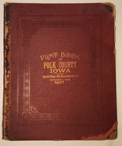 1907 POLK COUNTY IOWA ATLAS DES MOINES MIDWEST TOWNSHIP MAPS PLATS - Picture 1 of 7