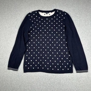Tommy Hilfiger Sweater Womens XL Navy Polka Dot Crew Neck Long Sleeve Classic - Picture 1 of 12