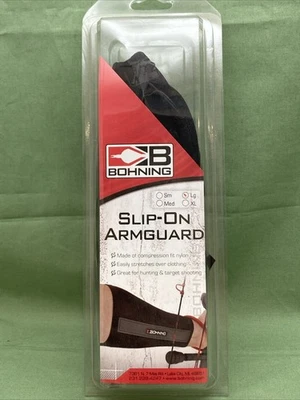 NEW BOHNING 5196KMS SLIP-ON NYLON CMPRESSION FIT ARCHERY ARMGUARD LG BLACK - Image 1 of 2