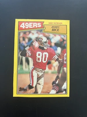 Jerry Rice 1987 Topps Yellow Box Bottom #K cortado a mano | San Francisco 49ers Salón de la fama Foto 1 de 2