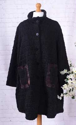 Bella Blue Lagenlook Quirky Black Textured Jacket, Amazing, Pockets 18/20 H626 - Image 1 of 4