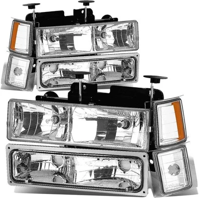 Par de faros cromados + lámparas de parachoques + maíz ámbar para Chevy C/K Suburban 1994-1999 Foto 1 de 4