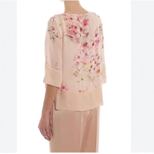 NWT TWINSET MILANO SOFT PINK FLORAL SHEER OVERLAY CAMISOLE BLOUSE - L - Picture 1 of 10
