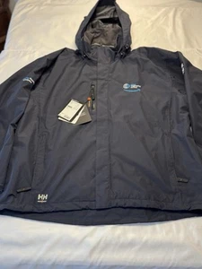 Helly Hansen Haag Parka Waterproof 71043 Navy Workwear Jacket Coat Mens 3XL Logo - Picture 1 of 14