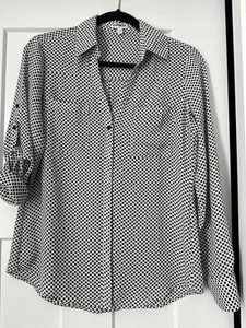 Express SIZE Mp Polka Dot Button-Up Shirt With Long Or Tab Sleeves - Picture 1 of 6