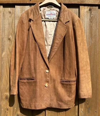 Blazer Chaqueta Vintage Años 90 California Cuero Marrón/Tostado Talla 12 Hecho en EE. UU. Foto 1 de 4