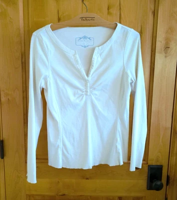 JERSEY ROYAL ROBBINS TALLA S LSLV MARFIL COSTILLA FINA ALGODÓN MUESCA CUELLO CINTA ACC Foto 1 de 4