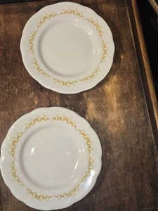 BUFFALO China 6.25" Dessert Plates Restaurant Cafe Ware Atomic Colonnades Vtg - Picture 1 of 11