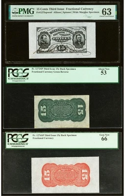 Fr-1275SP, 15c Grant-Sherman Third Issue, Wide Margin Specimen Set - Image 1 of 4