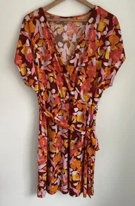 Nine West Womens Size XXL Floral Faux Wrap Dress Dolman Sleeves - Picture 1 of 3