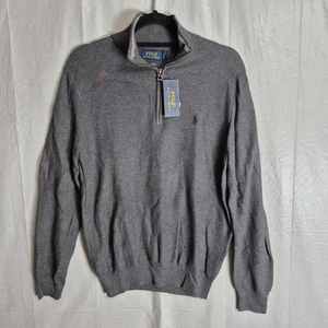 NWT New Polo Ralph Lauren Quarter Zip Gray Men Size Small Pima Cotton - 0376 - Picture 1 of 8