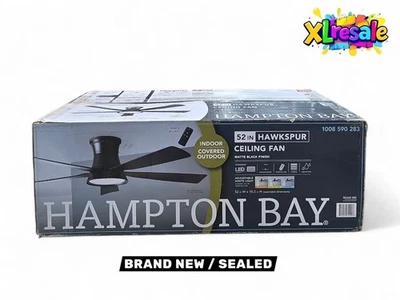 Hampton Bay Hawkspur 52 in. Indoor/Outdoor Matte Black Low Profile Fan w/Remote - Image 1 of 4