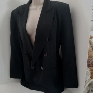 Jacqueline Ferrar Ladies Black Fully Lined Double Breasted Jacket Tuxedo Blazer - Picture 1 of 10