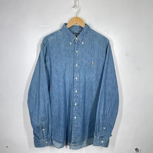 Ralph Lauren Denim Shirt Mens XL Blue Button Down Pony Long Sleeve - Picture 1 of 8