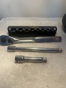 Craftsman 12 Pc 3/8" Dr Metric Socket Wrench Set Ratchet VR 44808 & Extensions - Picture 1 of 17