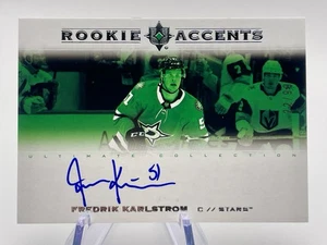 Fredrik Karlstrom 2022-23 UD Rookie Accents On Card Auto /99 Dallas Stars - Picture 1 of 2
