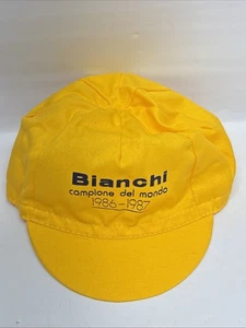 Bianchi Campions Del Mondo 1986-1987 Radmütze Kappe gelb - Bild 1 von 7