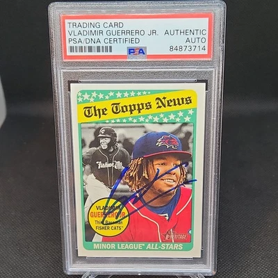 VLADIMIR GUERRERO JR. AUTO 2018 TOPPS HERITAGE MINORS SIGNED #181 PSA/DNA - Image 1 of 2