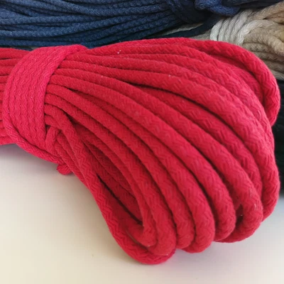 Cuerda de algodón trenzada roja de 1/4"" x 500 yardas para macramé, hágalo usted mismo, costura, cordón artesanal Foto 1 de 4