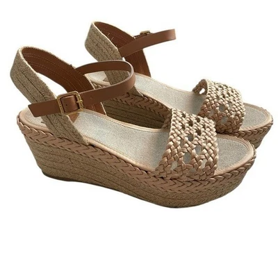 Sandalias de cuña alpargata tejida Tory Burch marrón tostado talla 37 (US 7) hechas en España Foto 1 de 4