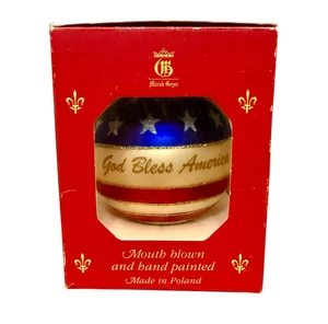 God Bless America Handarbeit Ornament mundgeblasenes Glas handbemalt rot weiß blau - Bild 1 von 15