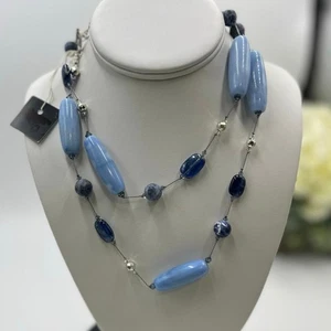Margo Morrison Blue Kyanite Pyrite, Chalcedony Sodalite Sterling Silver Necklace - Picture 1 of 8