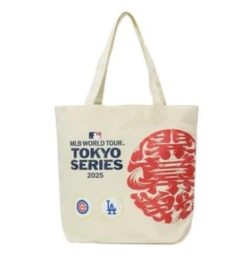 2025 MLB Tokyo Series Canvas Tote Bag Ivory White Red Cubs Dodgers Murakami - Picture 1 of 4