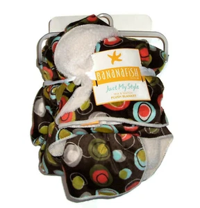NUEVO BANANAFISH Marrón Crema Sherpa Bebé Manta Círculos Lunares Naranja Verde Aqua - Imagen 1 de 2