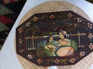 CAJA DE JOYERÍA DE MADERA ANTIGUA ASIÁTICA INDIA PINTADA A MANO/HECHA ARTE POPULAR CON BISAGRAS - Imagen 1 de 8