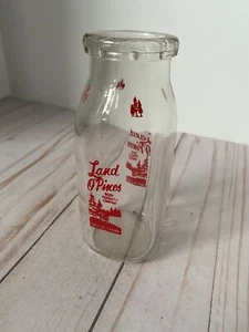 Vintage Land O'Pines Dairy Milk Bottle Half Pint Pyroglaze Lufkin, TX - Picture 1 of 3