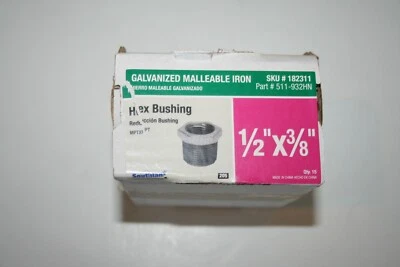 BK INDUSTRIES/MUELLER Southland 1/2 In. x 3/8 In. Hex Galvanized Bushing - Lot of 5