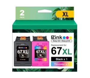 E-Z Ink 67XL 67 Tinte Ersatz für HP Patronen Schwarz Farbkombi 2er Pack - Bild 1 von 11