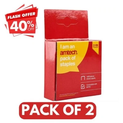 1000 piezas 10 mm GRIPAS PISTOLA DE TAPICERÍA GRAPADORA PISTOLA GRAPA AMTECH (Paquete de 2) Foto 1 de 2