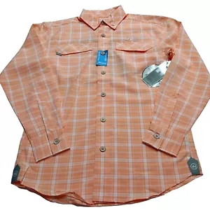 Mojo Sportswear Co Shirt Men's S Orange Coastal Plaid UV Protection Quick Dry - Picture 1 of 9
