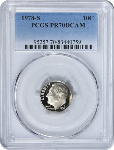 1978-S Roosevelt Dime PR70DCAM PCGS Cover
