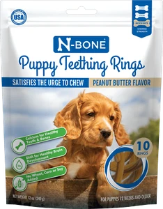 Puppy Teething Rings Peanut Butter Flavor, 10 Treats, Dried Chew Treats for Dogs - Picture 1 of 20