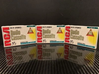 3 Cinta de casete de audio RCA en blanco sellada Hi-Fi estéreo sesgo normal 60 min nueva  Foto 1 de 4