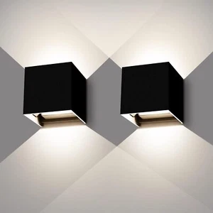 LED Warm Black White 12W Wall Light Waterproof Outdoor Upper and Lower Lights - Picture 1 of 20