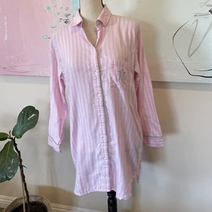 Victoria’s Secret Long Sleeve Button Down Sleep Shirt Pajama Pink Stripe XS - Picture 1 of 6