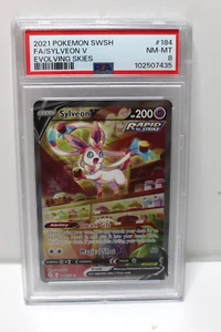 Sylveon V 184/203 2021 Pokemon 184 Evolving Skies FA/Sylveon V PSA 8 - Picture 1 of 2