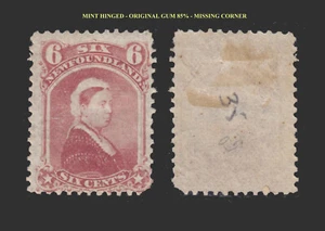 1868 OR 1870 NEWFOUNDLAND QUEEN VICTORIA - 6C DULL ROSE MH GUM-85% SCT. 35 SG.39 - Picture 1 of 1