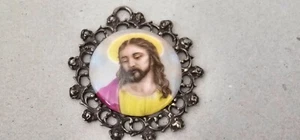 LIMOGE Medallón Jesucristo 800 er Marco Plata 5,5cm Alto RELIQUIA Reliquia - Imagen 1 de 11