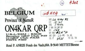 Belgian Amateur Radio QSL Card Belgium ON4KAR Mettet - Picture 1 of 1