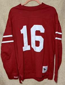Mitchell & Ness Throwback LARGE San Francisco 49ers Montana Long Sleeve Jersey - Picture 1 of 12