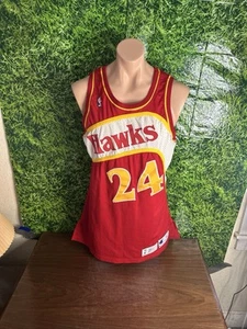 1991-92 Atlanta Hawks Basketball #24 Coleman Red Champion Jersey  Size 44+3 - Picture 1 of 5