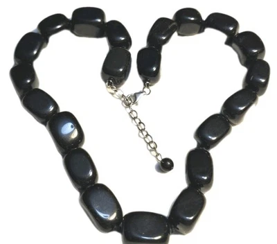 Collar de cuentas de cadena 925 de plata de ley 925 de ónix negro grueso de 550 quilates 19" Foto 1 de 4