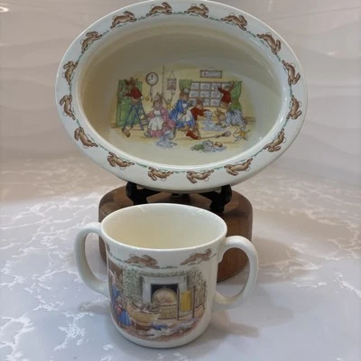 Juego de Taza/Taza Ovalada Royal Doulton Bunnykins 8 1/4" y Doble Mano De Colección Foto 1 de 4